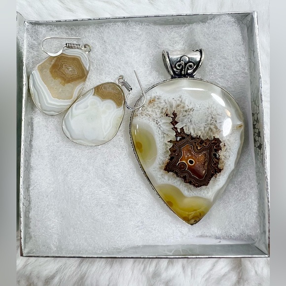 Solar Quartz Pendant & Earrings 925 Gemstone Set - Picture 8 of 12